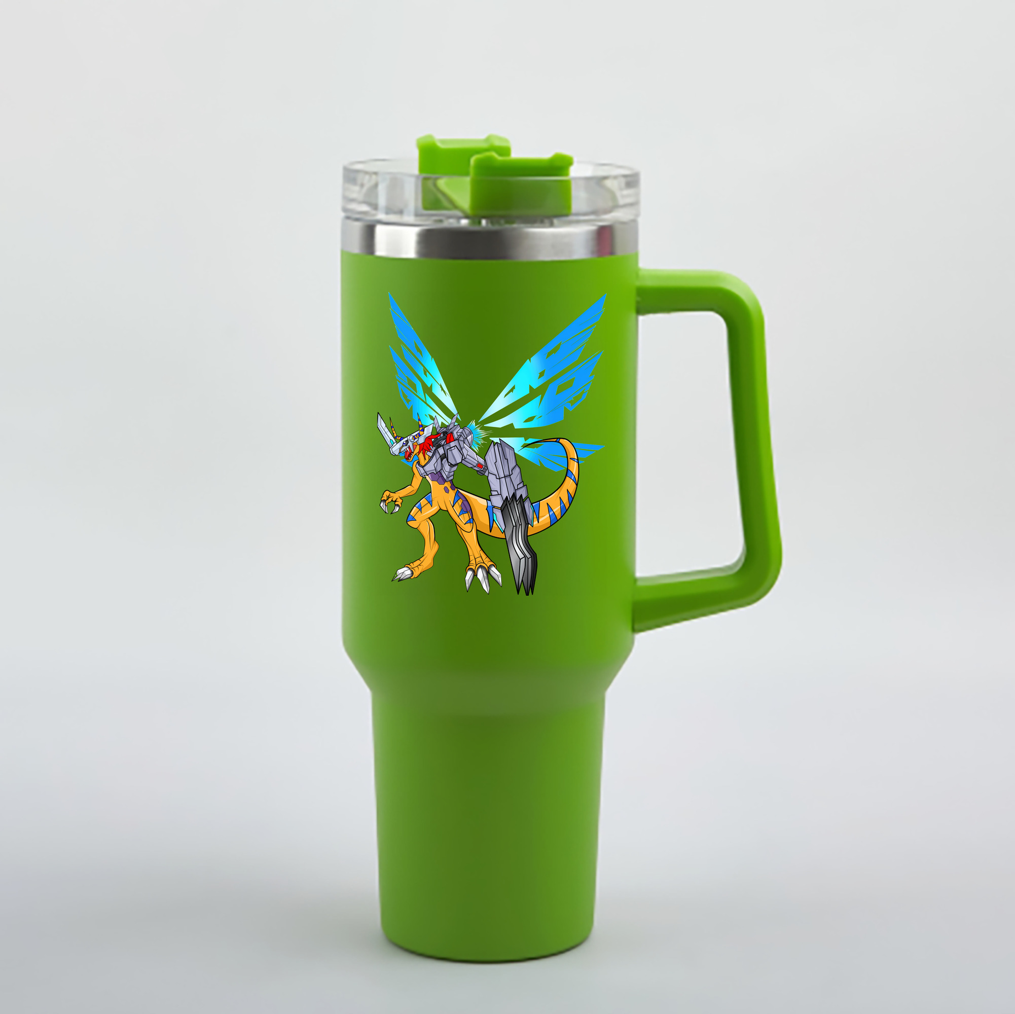 （画像用） Digimon デジタルモンスター/デジモン 1200mL車用タンブラー - クリスタルステッカー（プラスチックストロー付き）